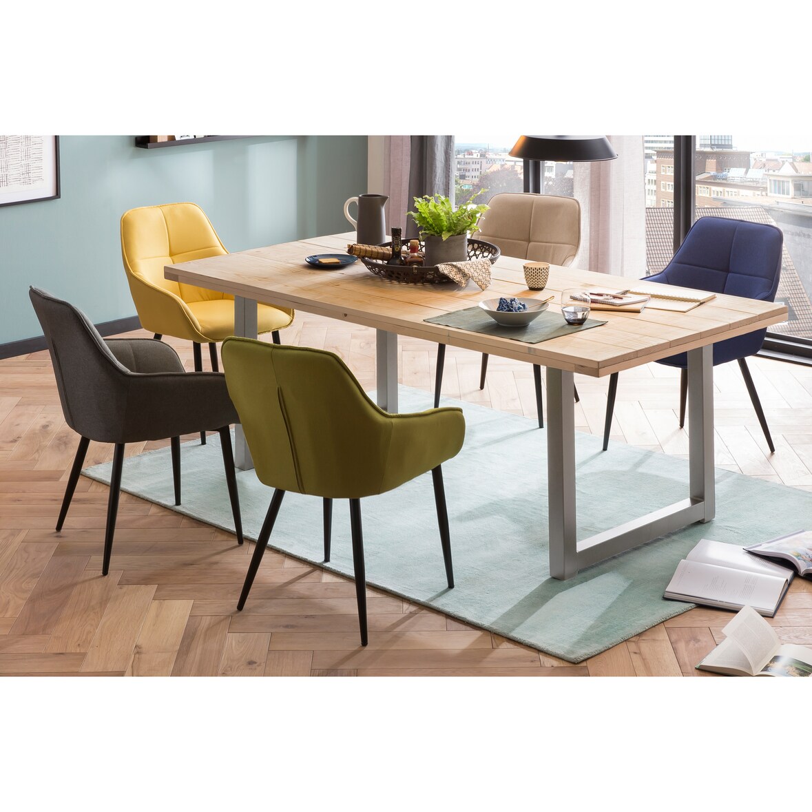 Möbilia-tafel 220x100 cm | blad spar/fir | B 220 x D 100 x H 77 cm | natuur