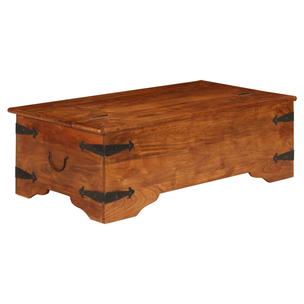 Table basse Bois d'acacia solide avec finition miel 110x55x35cm Modèle Atlas Office Pro Ultra