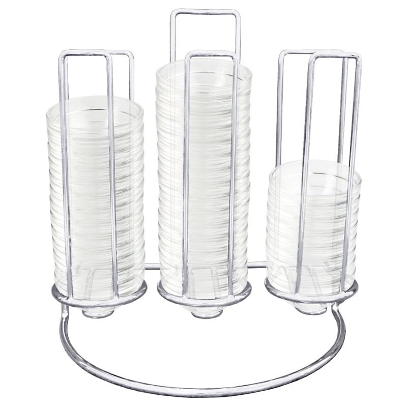 Stapelrek met glazen schalen