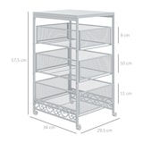 thumbnail of HOMCOM carrito auxiliar con ruedas carrito de almacenamiento de 3 niveles con 3 cesta de almacenamiento para salón comedor cocina baño 34x29,5x57,5 cm