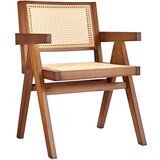 thumbnail of tectake Chaise de salle à manger cannage viennois et accoudoirs chêne foncé - 405889