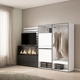 thumbnail of Sideboard, Schrank, Buffet, Ablage, 227x35x145cm, Schlafzimmer, Elektrokamin XXL, Schuhschrank, Offener Schrank, Modern Style, Weiß _ 449_36