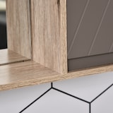 thumbnail of Armario de Baño con Espejo Mueble Auxiliar de Pared con 1 Puerta y Estante Ajustable Estilo Moderno para Cocina Recibidor 57x14,2x49,2 cm Roble y Gris