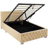 thumbnail of tectake Gestoffeerd bed met LED-strips & opbergruimte - beige, 120 x 200 cm - 405974