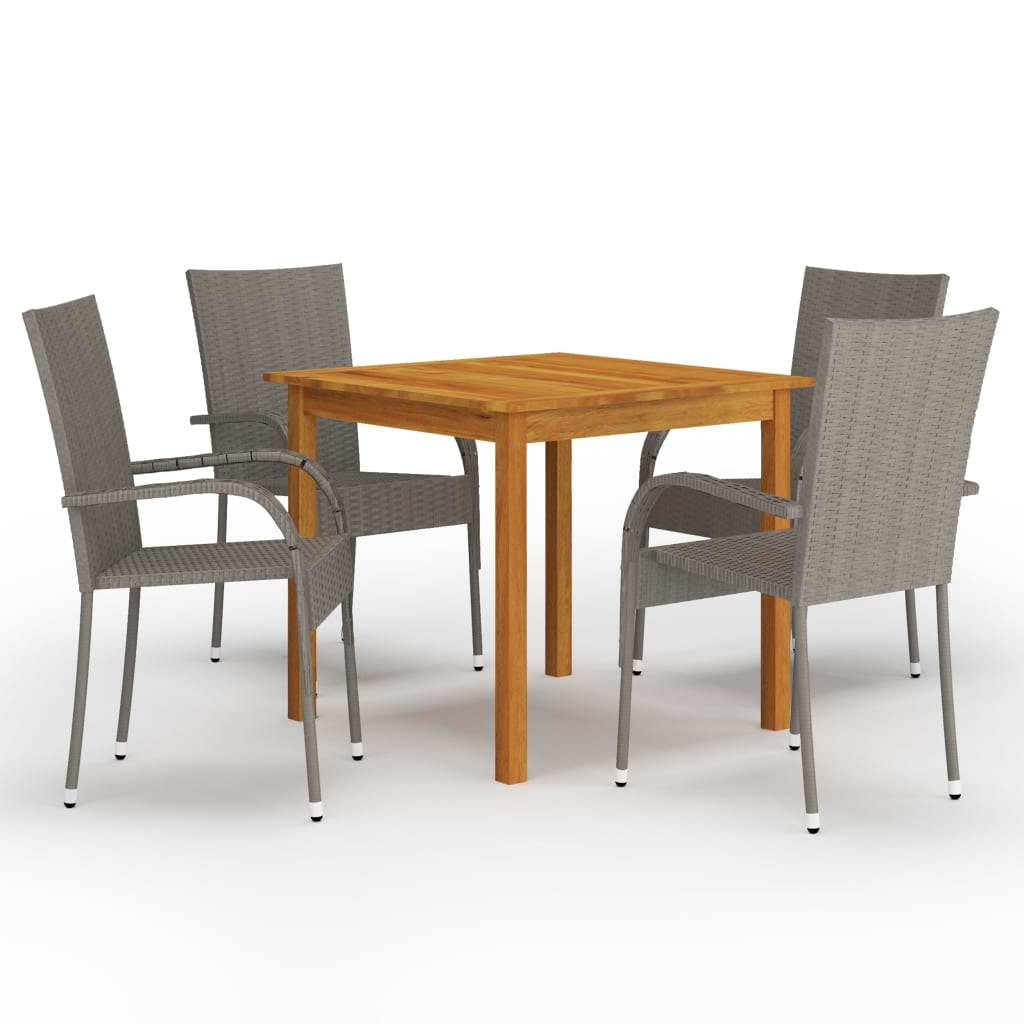 Helloshop26 - Conjunto de comedor de jardín exterior de 5 piezas muebles grises 02_0013786
