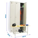 thumbnail of Pack DIY casier métallique démontable Module initial + 2 modules supplémentaires de couleur grise 1800x1000x620 mm + banc vestiaire.