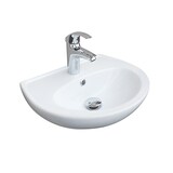 thumbnail of Waschbecken Heide Weiß Keramik mit Hahnloch & Überlauf – zeitlos elegantes Wandwaschbecken für Bad & Gäste-WC