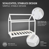 thumbnail of ML-Design Kinderbett 70x140 cm Weiß mit Dach & Lattenrost, Hausbett aus massivem Kiefernholz, Kinderhaus Bodenbett Spielbett Jugendbett Bettenhaus