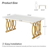 thumbnail of Mesa de comedor moderna Tribesigns de 152 cm para 4 a 6 personas, imitación mármol blanco y dorado