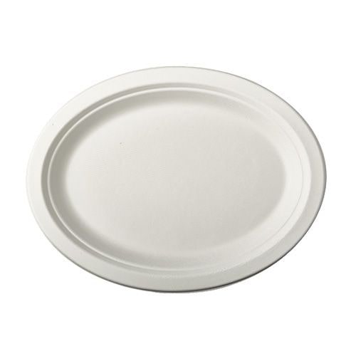 PAPSTAR 144 Teller, Zuckerrohr "pure" oval 26 cm x 20 cm x 2 cm weiss (89751, 12x12 Stück)