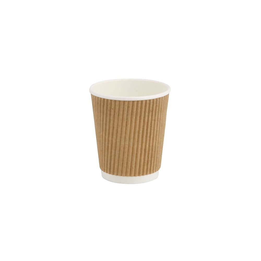 greenbox - Riffelbecher / Coffee to go Becher 200 ml / 8 oz, Ø 80 mm, braun, innen weiß, 500 St.