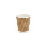 thumbnail of greenbox - Riffelbecher / Coffee to go Becher 200 ml / 8 oz, Ø 80 mm, braun, innen weiß, 500 St.