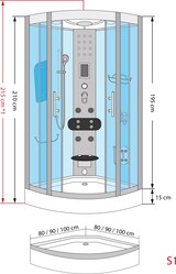 thumbnail of Duschkabine Komplettdusche Fertigdusche Dusche D46-13M1-EC 90x90 cm mit 2K Scheiben Versiegelung