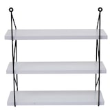 thumbnail of Wandplank HWC-K78, Hangende plank Zwevende plank, 3 planken Metalen massief hout Industrieel 40x40x13cm ~ wit