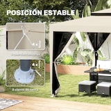 thumbnail of Outsunny carpa de jardín 3x3 m cenador desmontable de exterior gazebo con 4 mosquiteras laterales techo doble anti-UV impermeable beige
