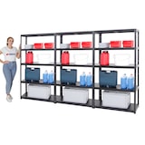 thumbnail of PROREGAL Mega Deal 3x Étagère charge lourde STEEL EAGLE | HxLxP 180x100x40cm | 130kg par niveau | Noir | Lot d'étagères robustes de Garage Atelier