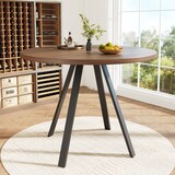 thumbnail of Esstisch rund 80x80x75  Walnuss+Schwarz MDF Tischplatte Metallbeine, kompakter Küchentisch für Esszimmer und Wohnzimmer, pflegeleicht