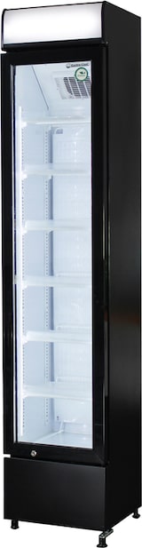thumbnail of Gastro-Cool Schmaler Flaschenkühlschrank mit Werbedisplay in schwarz/ weiß / 150l - GCDC130