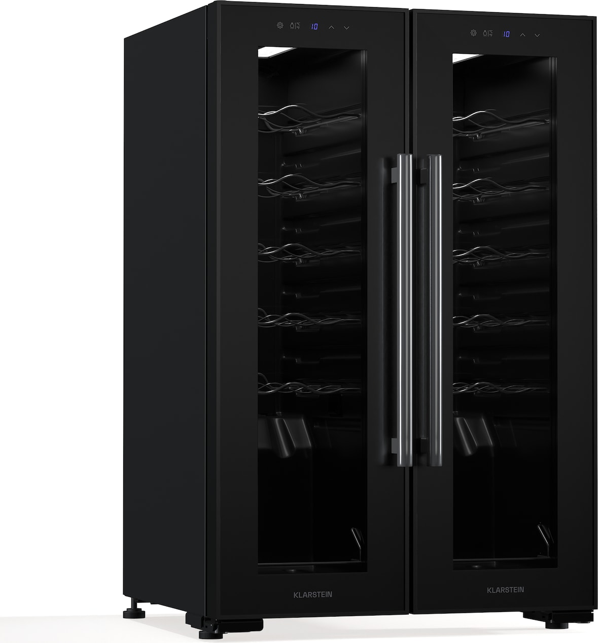Klarstein Shiraz Weinkühlschrank| 2 Kühlzonen | Touch-Steuerung | LED-Beleuchtung | freistehend Schwarz