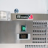thumbnail of Romux® Kühlvitrinen für Tapas 160x33x44 cm aus Edelstahl und Glashaube mit 8 Becken GN 1/4 | Gekühlte Vitrine mit digitalem Dixell-Thermostat