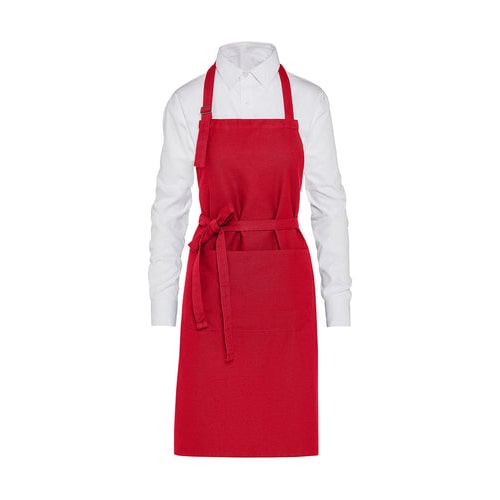 LISBON - Organic Heavyweight Bib Apron with Pocket: One Size / Red