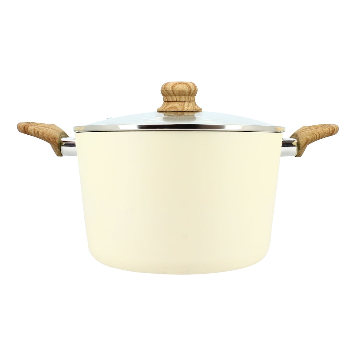 Menastyl - Faitout 24cm colorama crème - en aluminium - revêtement antiadhésif en céramique