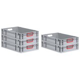 thumbnail of PROREGAL Eurobox NextGen Color | HxBxT 12x40x60cm | 23 Liter | Griffe rot offen | Glatter Boden | Eurobehälter, Transportbox, Transportbehälter