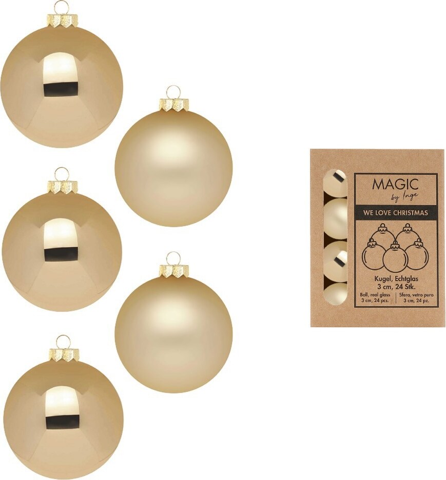 24 Weihnachtskugeln 3cm Glas Christbaumkugeln Weihnachtsbaumkugeln gold Mix