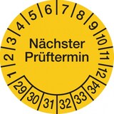thumbnail of Dreifke® Prüfplakette Nächster Prüftermin ab 29 gelb/schwarz - 30 mm Folie selbstklebend