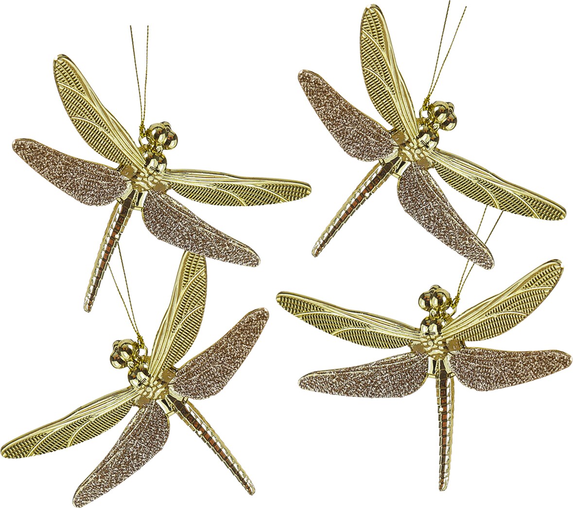 Weihnachtsbaumschmuck Libelle mit Glitzer L: 14cm in gold glänzend