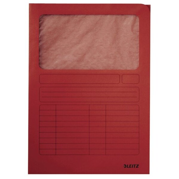 Sichtmappe A4, rot, oben und rechts offen, Sichtfenster, Organisationsdruck, Karton: 160g