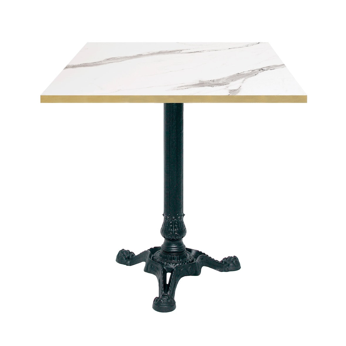 Restootab - Tavolo bistrot 70x70cm laminato marmo bianco canti ottone