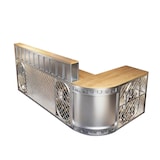 thumbnail of Gewerbliche Empfangstheke, Kassen- und Empfangstresen, 2-in-1 Eck-Bar, Front 100×50×110 cm, Seite 100×50×80 cm, Silber【YTZJ455】