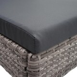 thumbnail of Poly-Rattan Garnitur HWC-G19, Sitzgruppe Balkon-/Lounge-Set, 4xStuhl+Tisch, 120x75cm ~ grau-braun, Kissen dunkelgrau