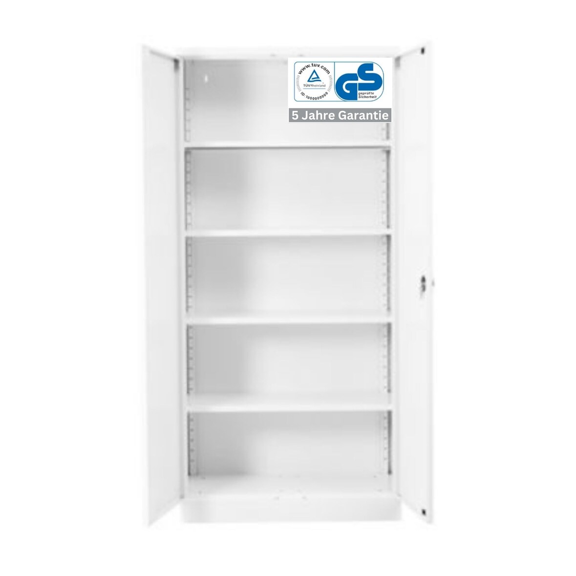 PROREGAL Stahlschrank BEE mit 7 lackierten Fachböden | HxBxT 195x92x50cm | Weiß-Weiß | Werkstattschrank Werkzeugschrank Aktenschrank Universalschrank