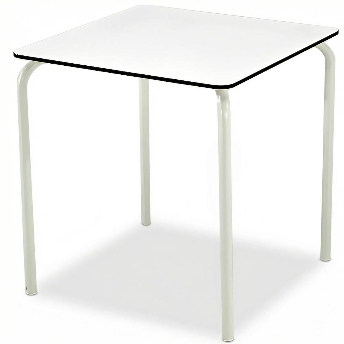 Mesas cuadradas 70x70 cm de color blanco. Mobiliario hostelería apilable para interior y terraza exterior de bar, restaurante, cafetería y hostelería.