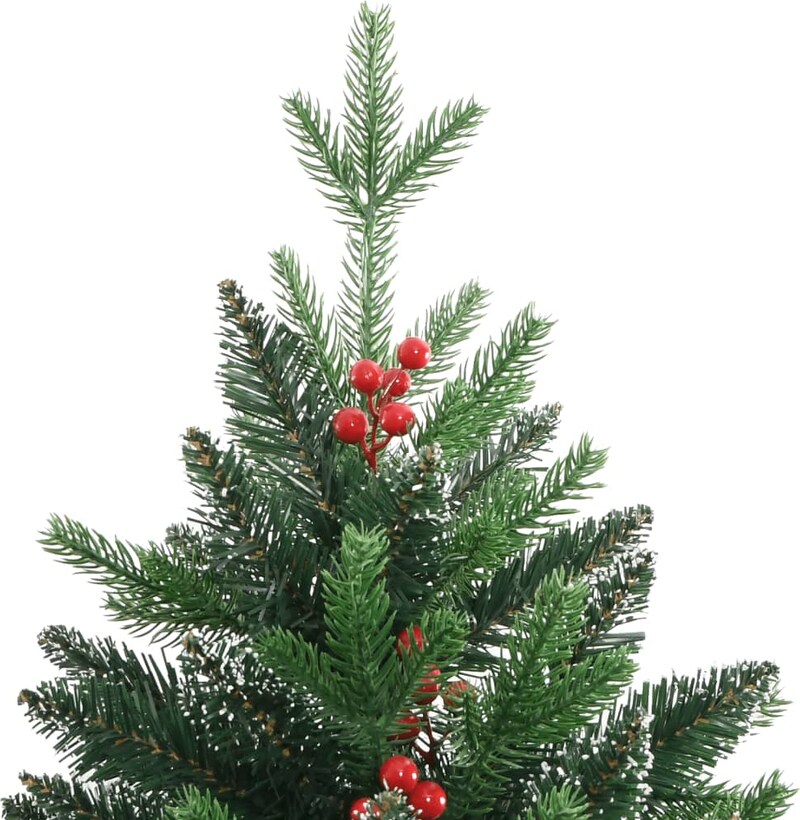 Ein künstlicher Weihnachtsbaum mit roten Beeren.