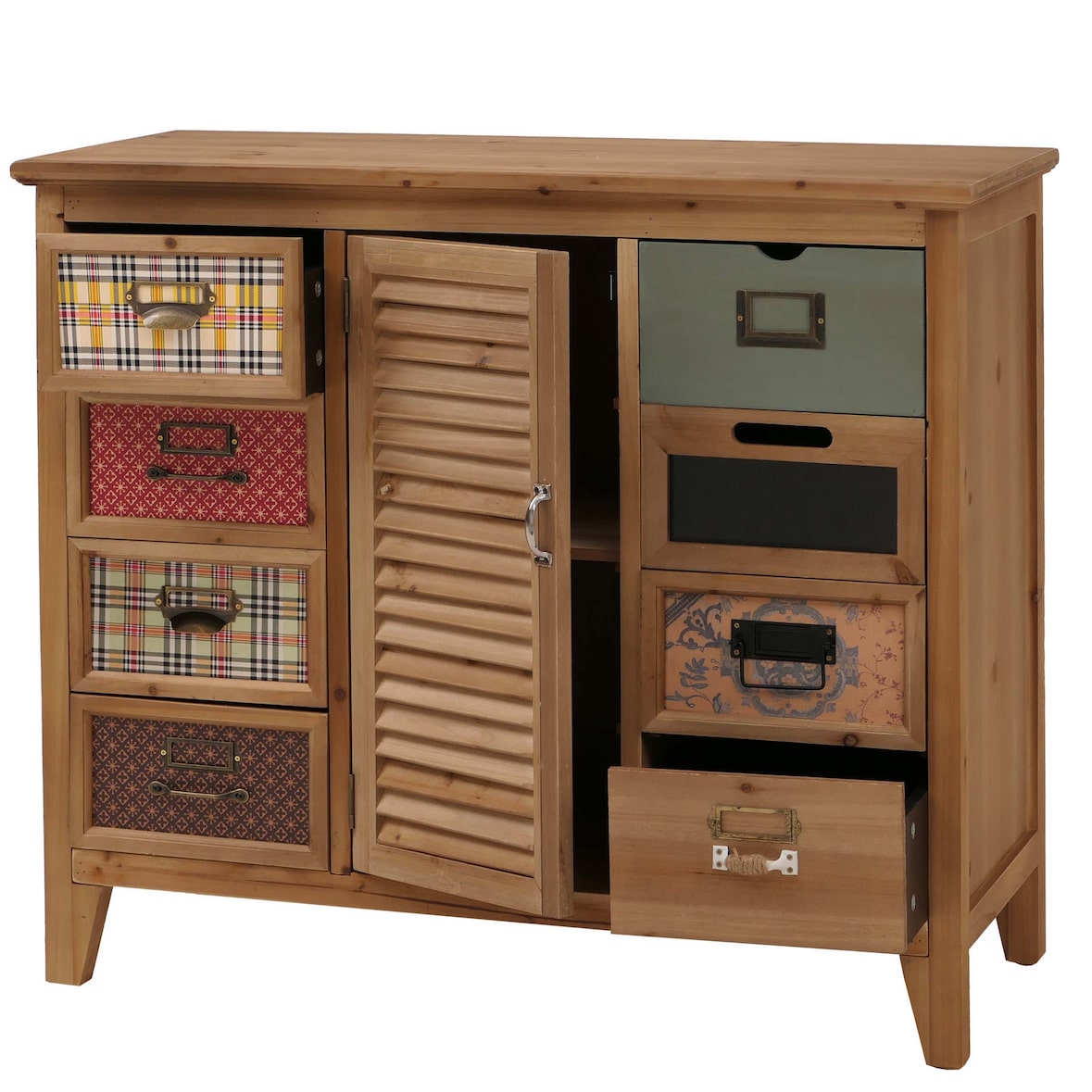 Cassettiera apotecaria HWC-O63, armadio Cassettiera portaetichette per persiana vintage shabby 80x91x40cm ~ corpo naturale