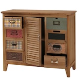 thumbnail of Cassettiera apotecaria HWC-O63, armadio Cassettiera portaetichette per persiana vintage shabby 80x91x40cm ~ corpo naturale