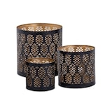 thumbnail of Kerzenständer 3er Set Windlicht Teelichthalter rund schwarz gold