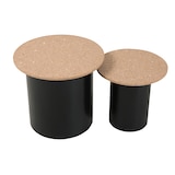 thumbnail of SIT Möbel Bijzettafel rond set van 2 | Tafelblad MDF met kurk naturel | Onderstel grenen zwart | B 50 x D 50 x H 45 cm | 19000-82 | Serie CORK