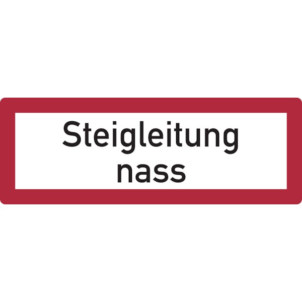 Feuerwehrschild, Steigleitung nass - DIN 4066 - 297x105 mm Folie selbstklebend