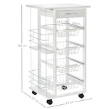 thumbnail of Carrito de Cocina con Ruedas Carro Multiusos con Cajón 4 Cestas Extraíbles de Metal y Bastidores Laterales 47x37x83 cm Blanco