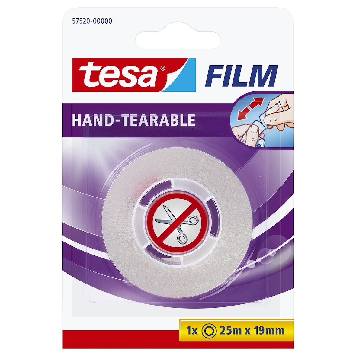 Film adhesivo tesafilm® rasgable a mano, 25m x 19mm