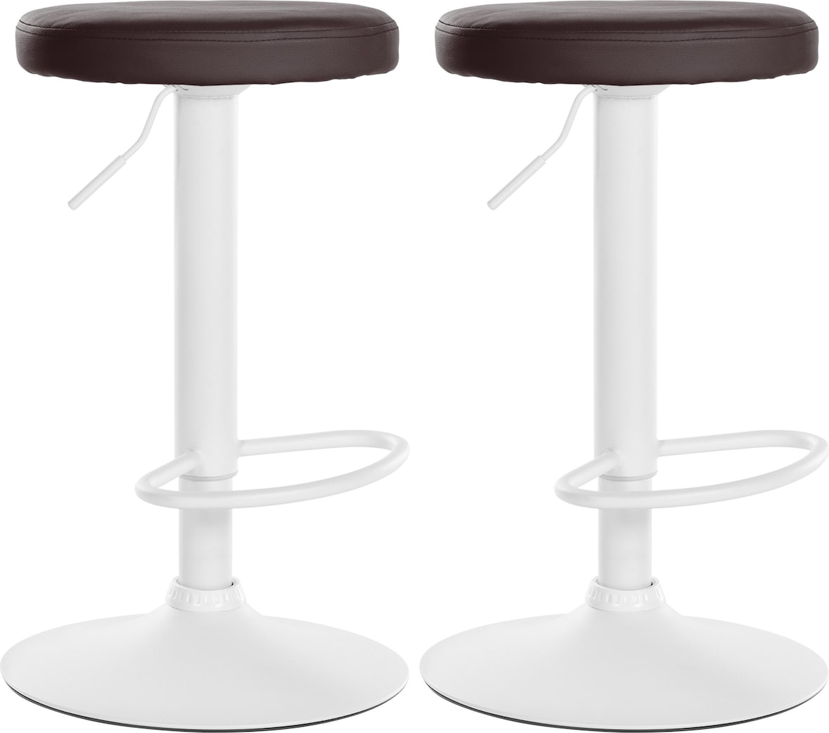 2er Set Barhocker Ponte Kunstleder braun/Metall matt weiss