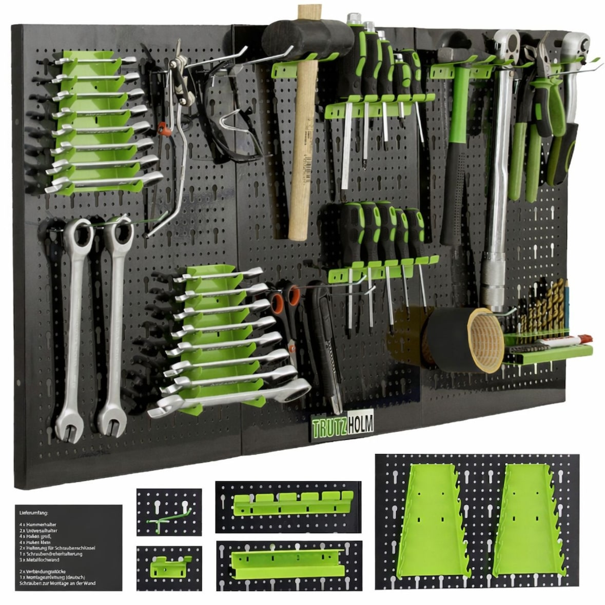 Werkzeugwand 120 x 60 cm 17 tlg. Set Metall Lochwand Werkzeugaufbewahrung Lagersystem