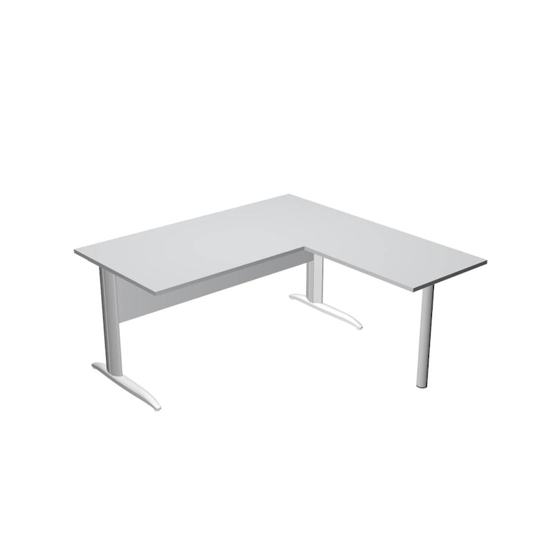 Mesa Presto 160 em cinza com perna de metal com mesa lateral 79x60