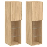thumbnail of Muebles de TV con luces LED 2 uds roble Sonoma 30,5x30x102 cm
