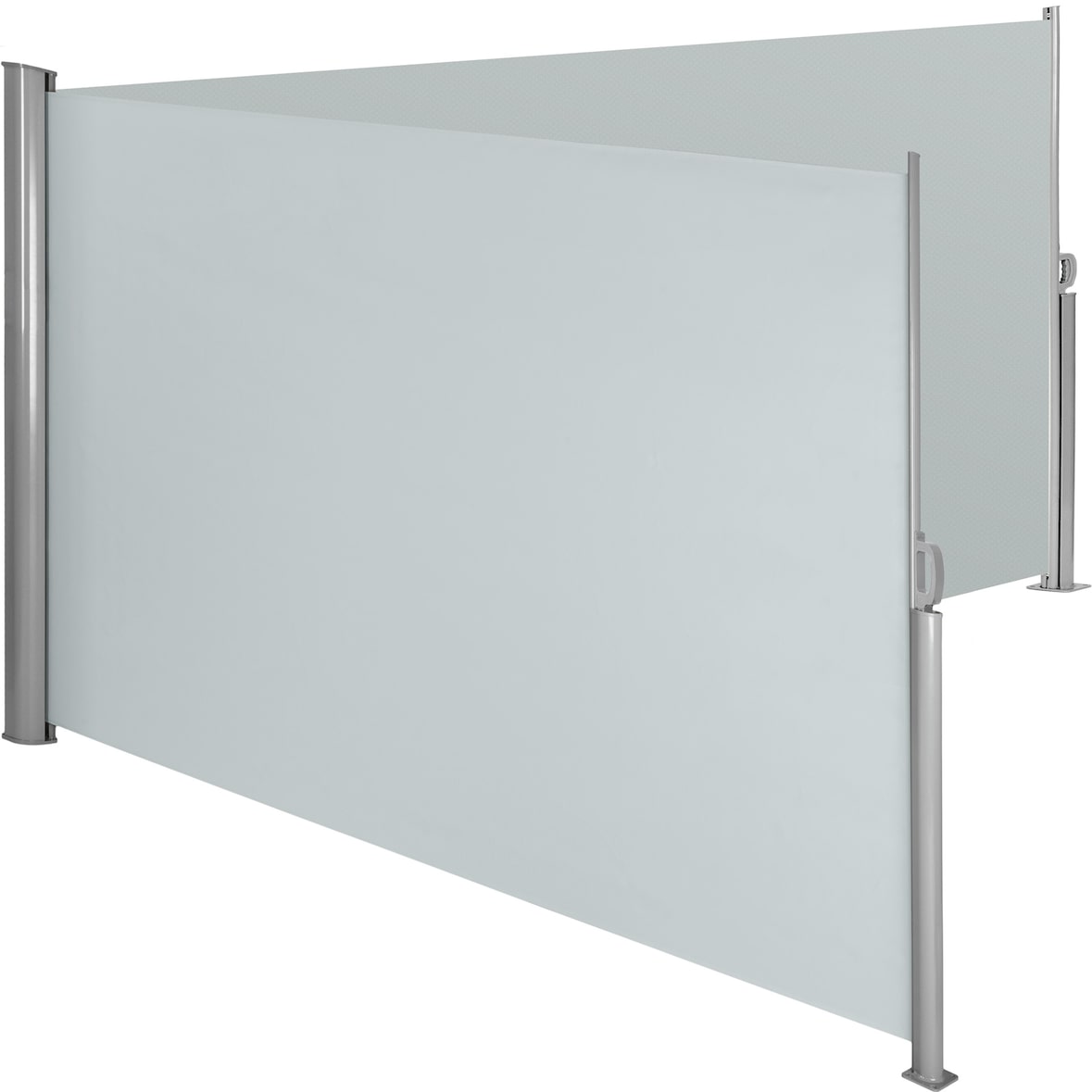 tectake Aluminium dubbele windscherm uitschuifbaar met oprolmechanisme - 200 x 600 cm, grijs - 402337