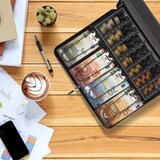 thumbnail of Relaxdays Geldkassette abschließbar, Münzzählbrett & 4 Scheinfächer, Geldkasse Eisen, HBT 8,5 x 30,5 x 24,5 cm, weiß